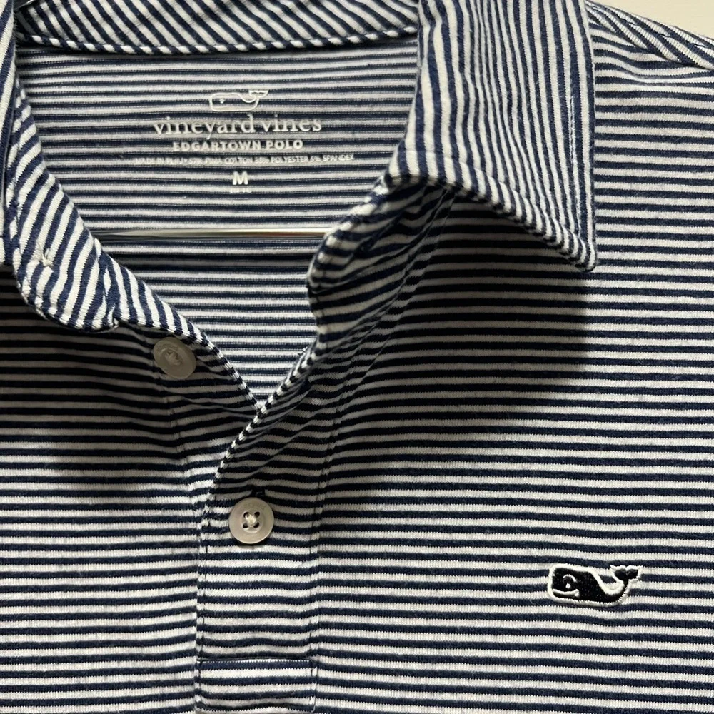 Vineyard Vines Kids Navy White Long Sleeve Edgartown Striped Polo Size Medium